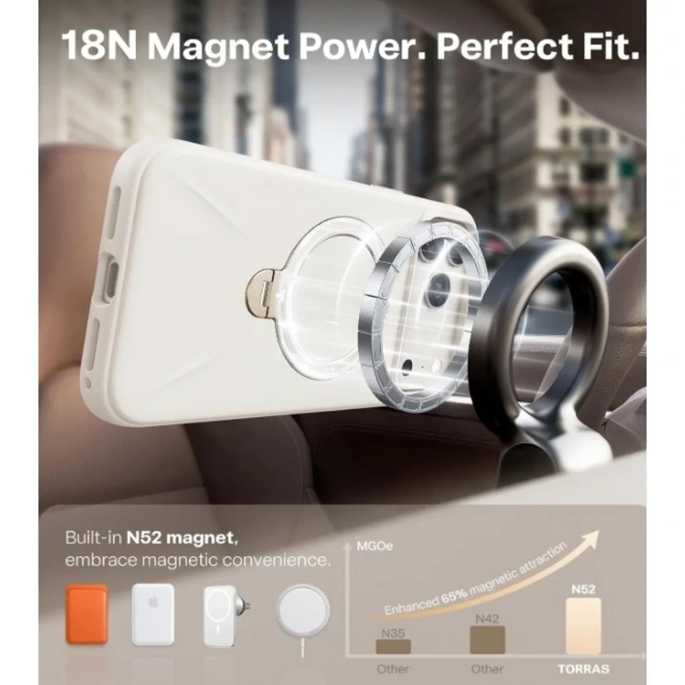 TORRAS White Magnetic Ring Kickstand Case for iPhone New In Box